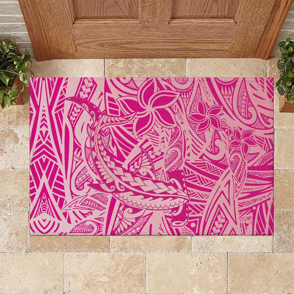 Beige Gradient Polynesia Rubber Doormat Hawaiian Tribal Hammerhead Shark Tattoo