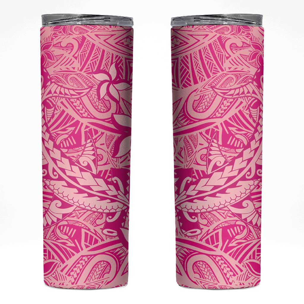 Beige Gradient Polynesia Skinny Tumbler Hawaiian Tribal Hammerhead Shark Tattoo