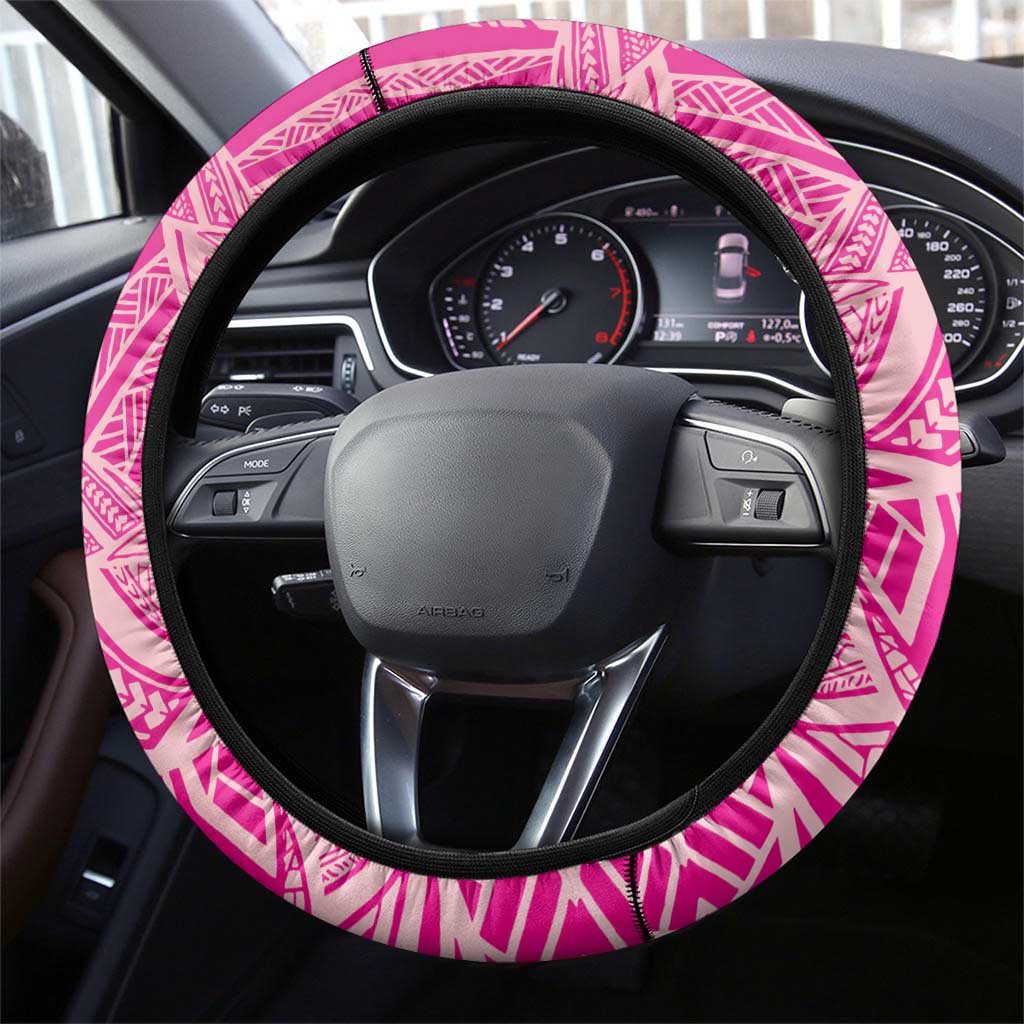 Beige Gradient Polynesia Steering Wheel Cover Hawaiian Tribal Hammerhead Shark Tattoo