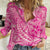 Beige Gradient Polynesia Women Casual Shirt Hawaiian Tribal Hammerhead Shark Tattoo