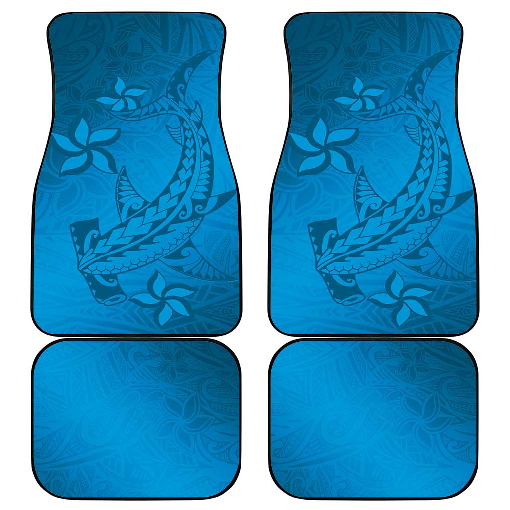 Blue Gradient Polynesia Car Mats Hawaiian Tribal Hammerhead Shark Tattoo