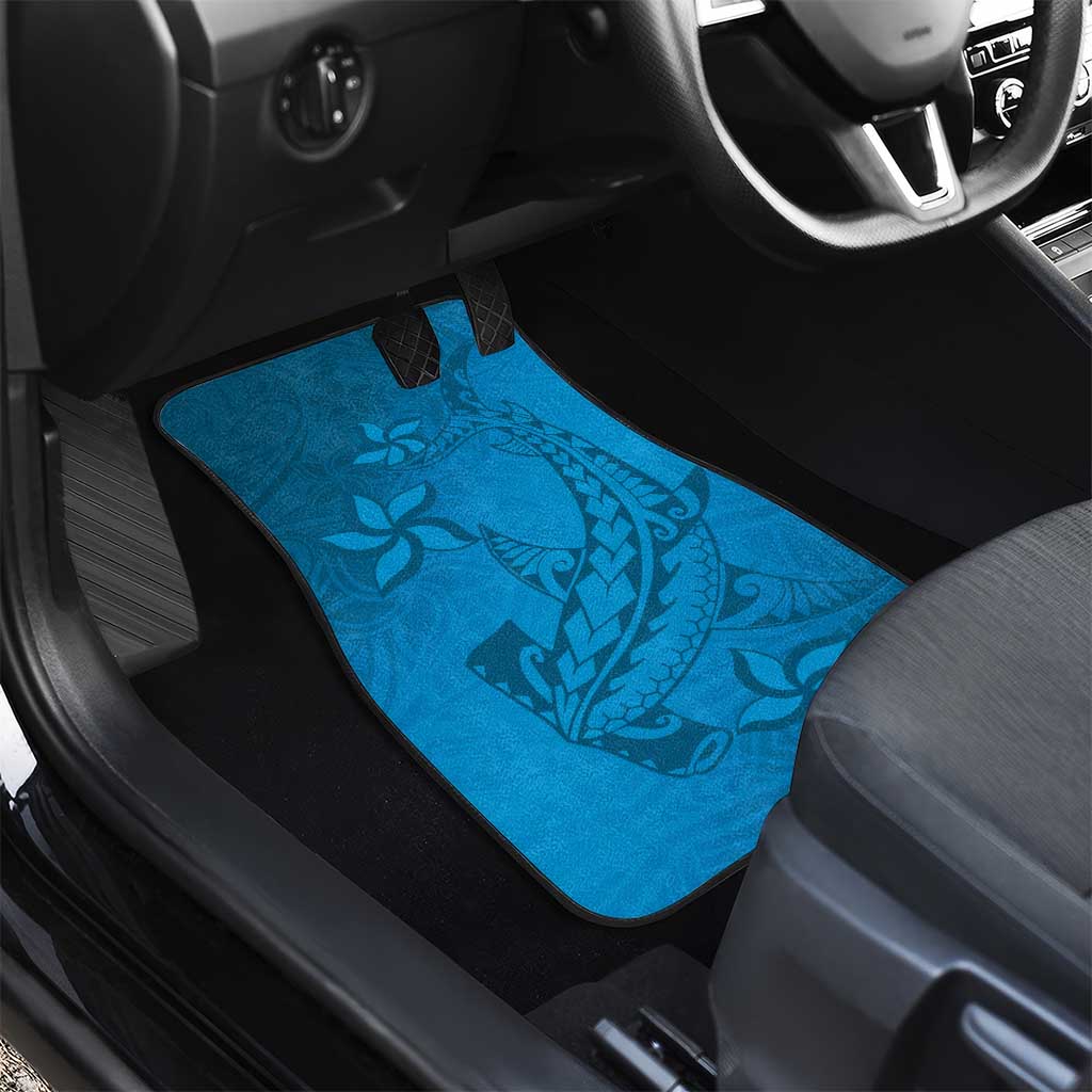Blue Gradient Polynesia Car Mats Hawaiian Tribal Hammerhead Shark Tattoo