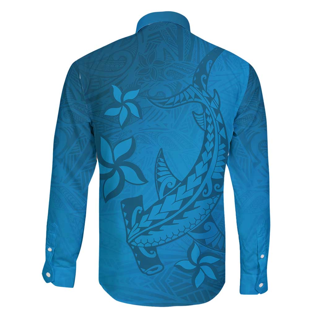 Blue Gradient Polynesia Family Matching Mermaid Dress and Hawaiian Shirt Hawaiian Tribal Hammerhead Shark Tattoo