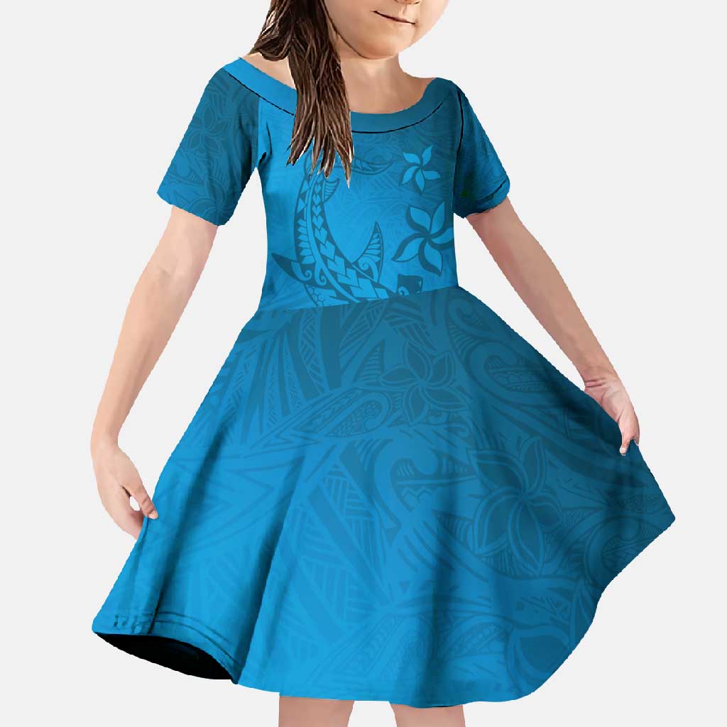 Blue Gradient Polynesia Family Matching Tank Maxi Dress and Hawaiian Shirt Hawaiian Tribal Hammerhead Shark Tattoo