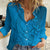 Blue Gradient Polynesia Women Casual Shirt Hawaiian Tribal Hammerhead Shark Tattoo