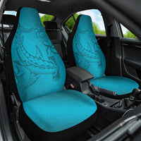 Dark Cyan Gradient Polynesia Car Seat Cover Hawaiian Tribal Hammerhead Shark Tattoo LT14 One Size Dark Cyan - Polynesian Pride