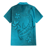 Dark Cyan Gradient Polynesia Family Matching Mermaid Dress and Hawaiian Shirt Hawaiian Tribal Hammerhead Shark Tattoo