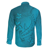 Dark Cyan Gradient Polynesia Family Matching Mermaid Dress and Hawaiian Shirt Hawaiian Tribal Hammerhead Shark Tattoo