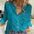 Dark Cyan Gradient Polynesia Women Casual Shirt Hawaiian Tribal Hammerhead Shark Tattoo