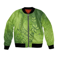 Green Gradient Polynesia Bomber Jacket Hawaiian Tribal Hammerhead Shark Tattoo
