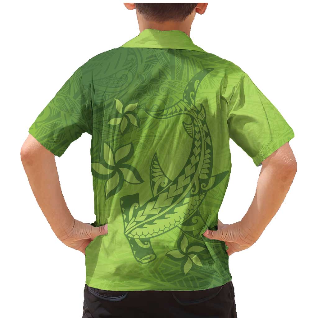 Green Gradient Polynesia Family Matching Mermaid Dress and Hawaiian Shirt Hawaiian Tribal Hammerhead Shark Tattoo
