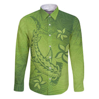 Green Gradient Polynesia Family Matching Mermaid Dress and Hawaiian Shirt Hawaiian Tribal Hammerhead Shark Tattoo