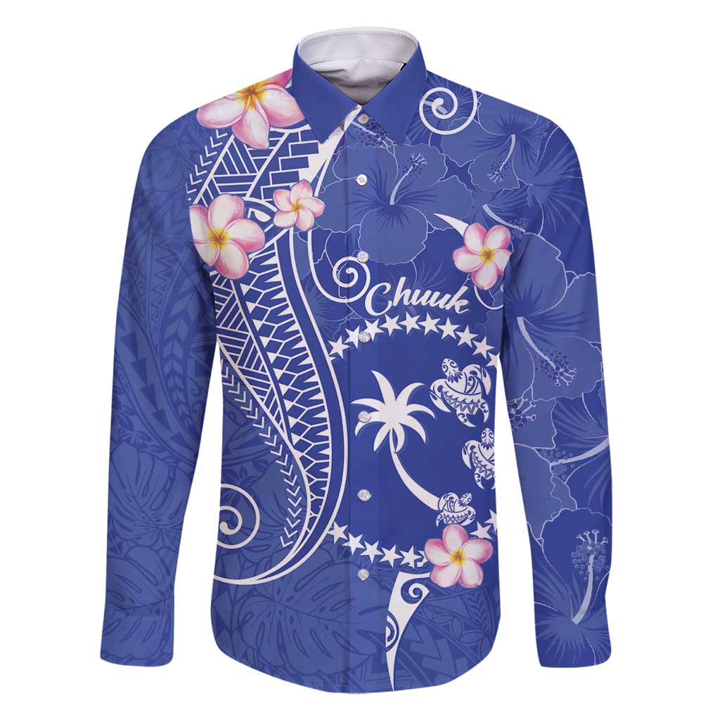 FSM Chuuk Constitution Day Family Matching Long Sleeve Bodycon Dress and Hawaiian Shirt Frangipani Flowers Polynesian Curves Style