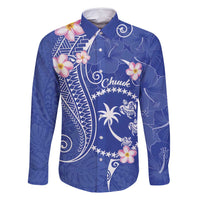 FSM Chuuk Constitution Day Family Matching Off Shoulder Maxi Dress and Hawaiian Shirt Frangipani Flowers Polynesian Curves Style