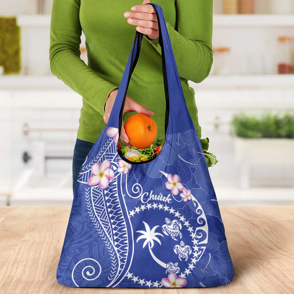 FSM Chuuk Constitution Day Grocery Bag Frangipani Flowers Polynesian Curves Style LT14 - Polynesian Pride