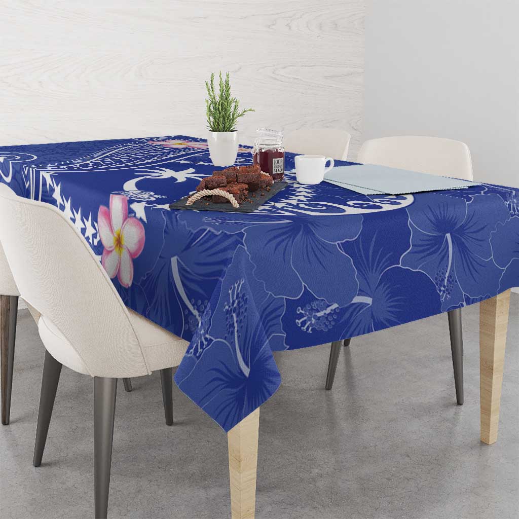FSM Chuuk Constitution Day Tablecloth Frangipani Flowers Polynesian Curves Style