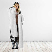 FSM Chuuk Hooded Blanket Turtle Tropical Flowers Polynesian - Black