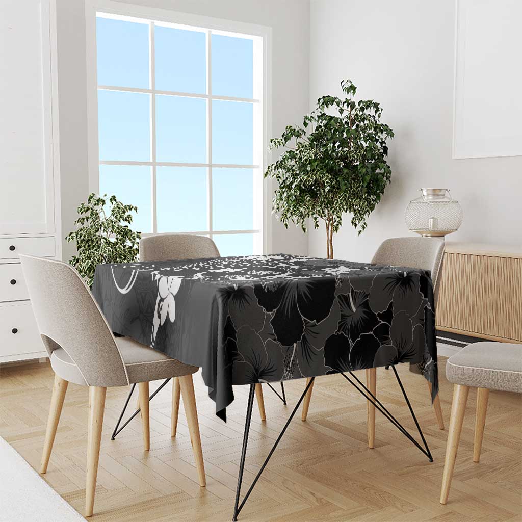 FSM Chuuk Tablecloth Turtle Tropical Flowers Polynesian - Black