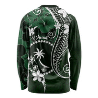 FSM Chuuk Long Sleeve Shirt Turtle Tropical Flowers Polynesian - Green