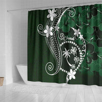 FSM Chuuk Shower Curtain Turtle Tropical Flowers Polynesian - Green
