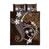 FSM Chuuk Quilt Bed Set Turtle Tropical Flowers Polynesian - Brown
