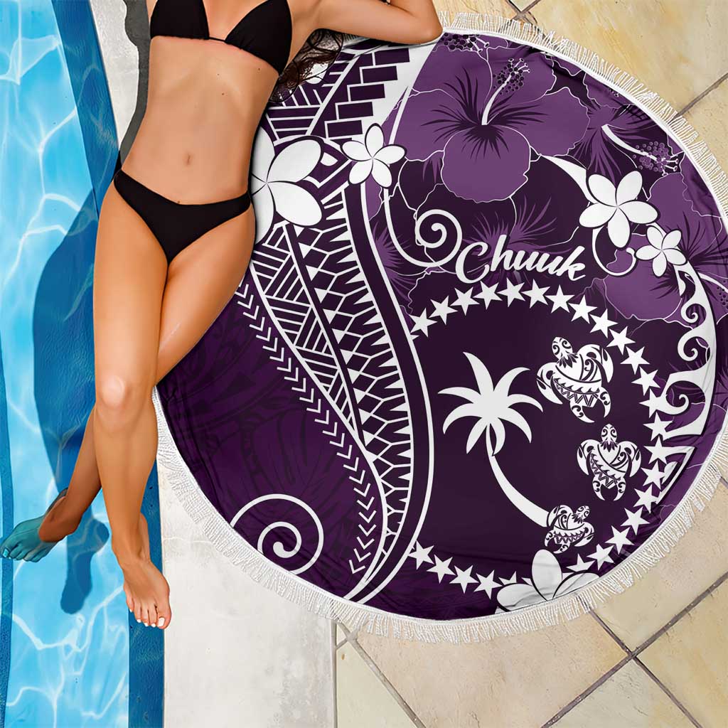 FSM Chuuk Beach Blanket Turtle Tropical Flowers Polynesian - Purple