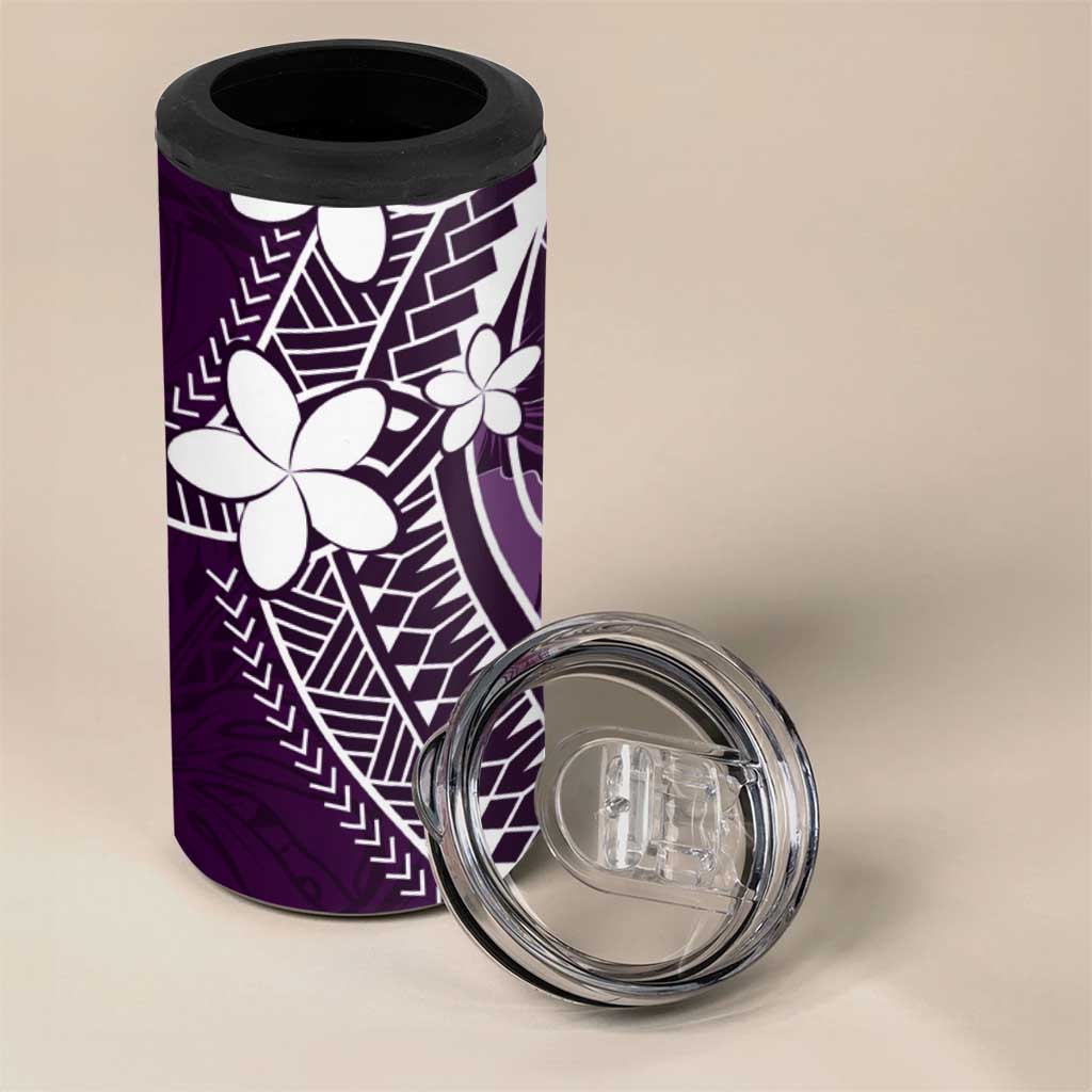 FSM Chuuk 4 in 1 Can Cooler Tumbler Turtle Tropical Flowers Polynesian - Purple