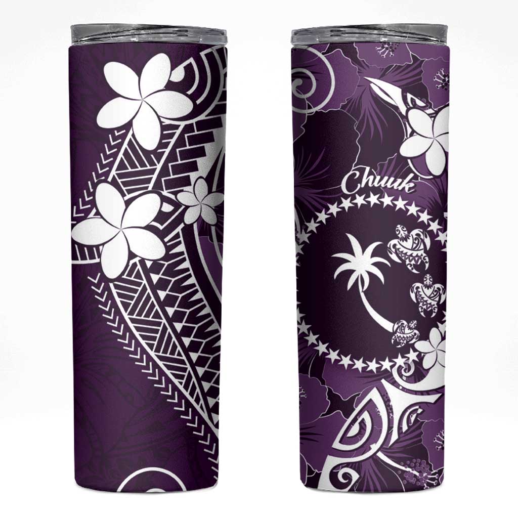 FSM Chuuk Skinny Tumbler Turtle Tropical Flowers Polynesian - Purple
