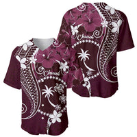 FSM Chuuk Baseball Jersey Turtle Tropical Flowers Polynesian - Pink
