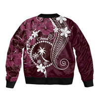 FSM Chuuk Bomber Jacket Turtle Tropical Flowers Polynesian - Pink