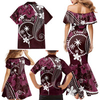 FSM Chuuk Family Matching Mermaid Dress and Hawaiian Shirt Turtle Tropical Flowers Polynesian - Pink