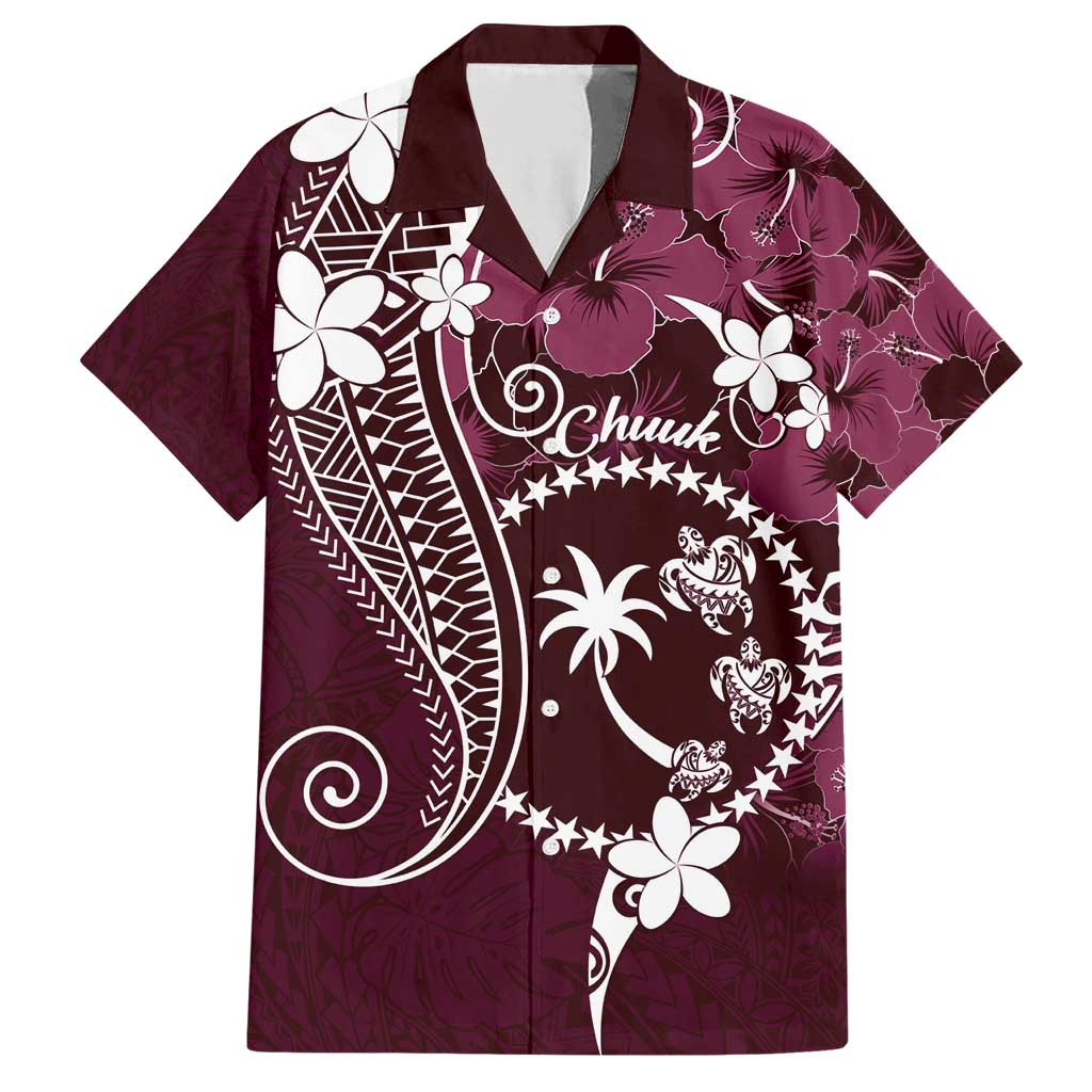 FSM Chuuk Family Matching Short Sleeve Bodycon Dress and Hawaiian Shirt Turtle Tropical Flowers Polynesian - Pink
