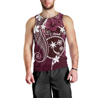 FSM Chuuk Men Tank Top Turtle Tropical Flowers Polynesian - Pink