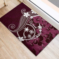 FSM Chuuk Rubber Doormat Turtle Tropical Flowers Polynesian - Pink