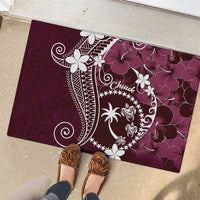 FSM Chuuk Rubber Doormat Turtle Tropical Flowers Polynesian - Pink