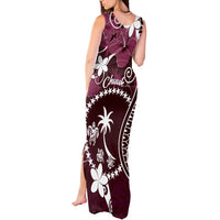 FSM Chuuk Tank Maxi Dress Turtle Tropical Flowers Polynesian - Pink