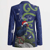 Personalized New Zealand Pukeko Christmas Blazer Meri Kirihimete Taniko Ponga Koru Blue - Polynesian Pride