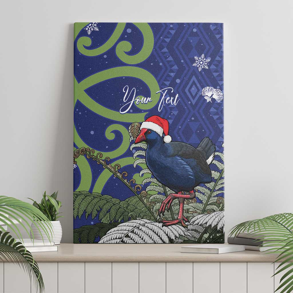Personalized New Zealand Pukeko Christmas Canvas Wall Art Meri Kirihimete Taniko Ponga Koru Blue - Polynesian Pride