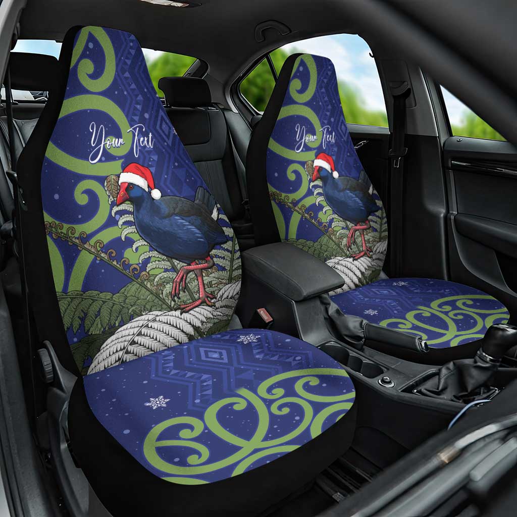 Personalized New Zealand Pukeko Christmas Car Seat Cover Meri Kirihimete Taniko Ponga Koru Blue - Polynesian Pride