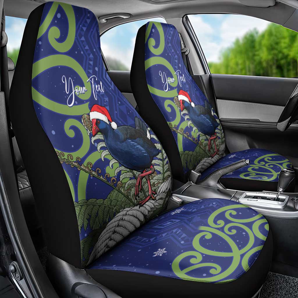 Personalized New Zealand Pukeko Christmas Car Seat Cover Meri Kirihimete Taniko Ponga Koru Blue - Polynesian Pride