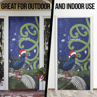 Personalized New Zealand Pukeko Christmas Door Cover Meri Kirihimete Taniko Ponga Koru Blue - Polynesian Pride