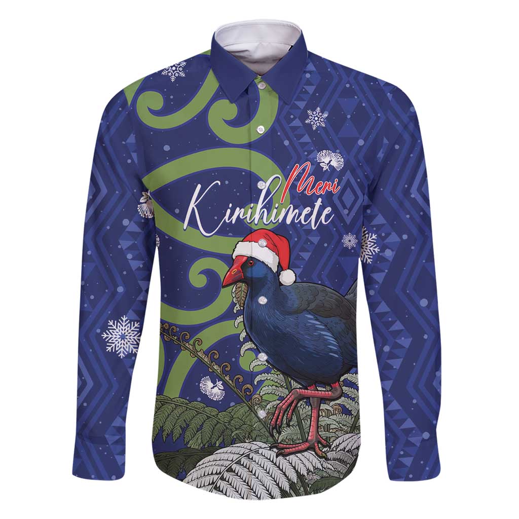 Personalized New Zealand Pukeko Christmas Family Matching Summer Maxi Dress and Hawaiian Shirt Meri Kirihimete Taniko Ponga Koru Blue - Polynesian Pride