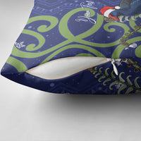 Personalized New Zealand Pukeko Christmas Pillow Cover Meri Kirihimete Taniko Ponga Koru Blue - Polynesian Pride