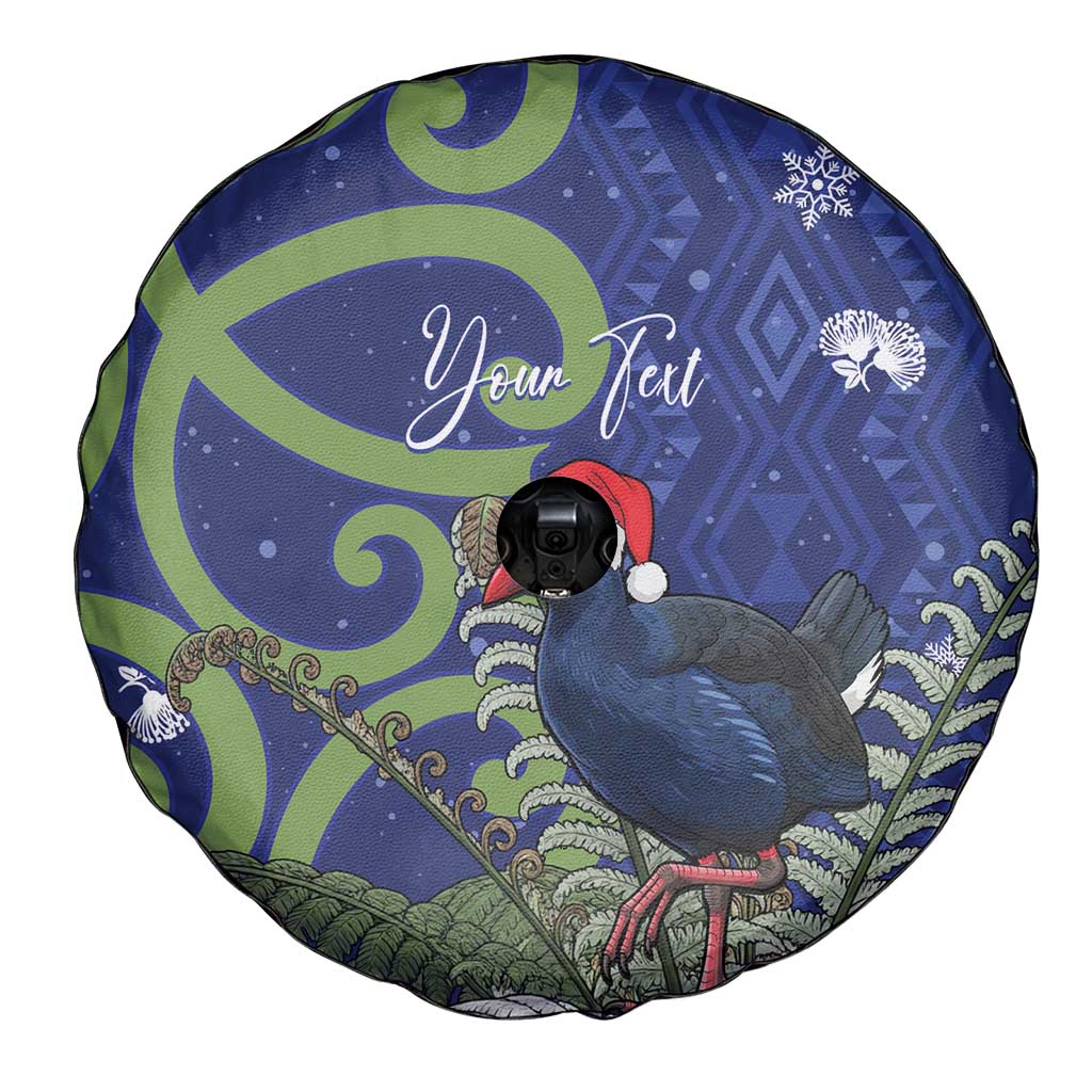 Personalized New Zealand Pukeko Christmas Spare Tire Cover Meri Kirihimete Taniko Ponga Koru Blue - Polynesian Pride