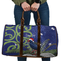 Personalized New Zealand Pukeko Christmas Travel Bag Meri Kirihimete Taniko Ponga Koru Blue - Polynesian Pride