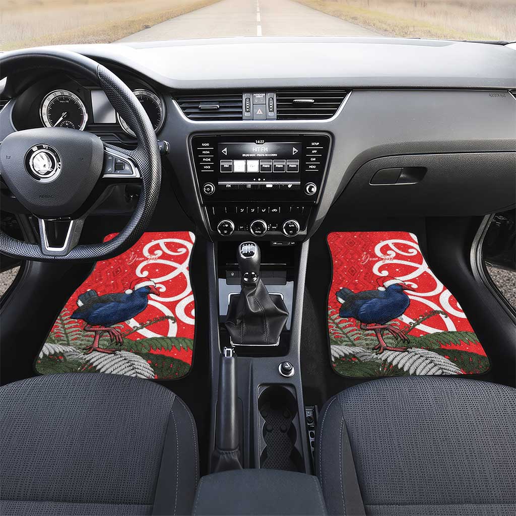 Personalized New Zealand Pukeko Christmas Car Mats Meri Kirihimete Taniko Ponga Koru Red - Polynesian Pride