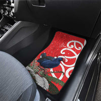Personalized New Zealand Pukeko Christmas Car Mats Meri Kirihimete Taniko Ponga Koru Red - Polynesian Pride