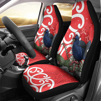 Personalized New Zealand Pukeko Christmas Car Seat Cover Meri Kirihimete Taniko Ponga Koru Red - Polynesian Pride