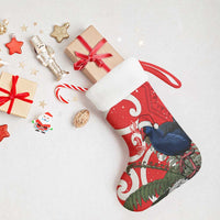 Personalized New Zealand Pukeko Christmas Stocking Meri Kirihimete Taniko Ponga Koru Red - Polynesian Pride