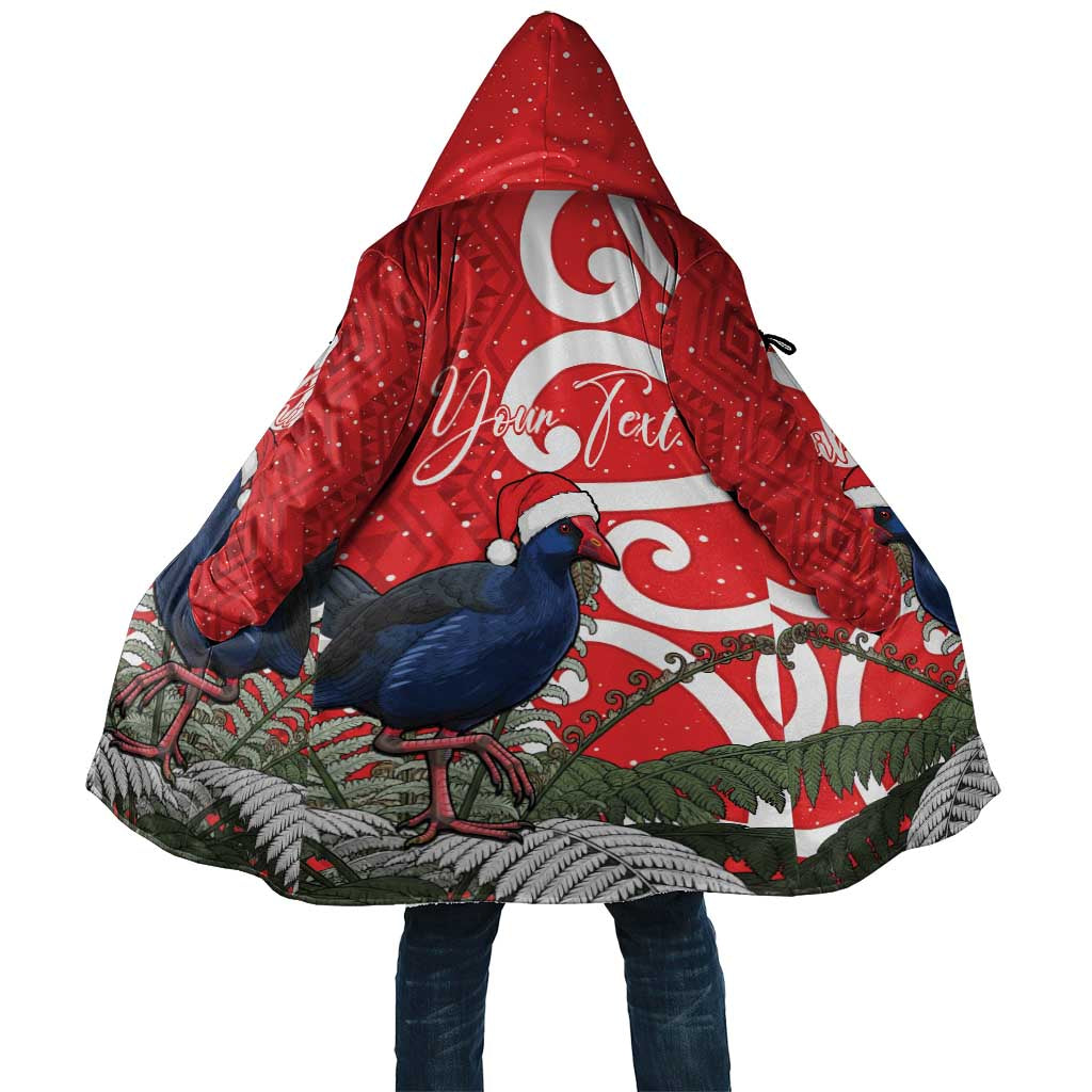 Personalized New Zealand Pukeko Christmas Cloak Meri Kirihimete Taniko Ponga Koru Red - Polynesian Pride